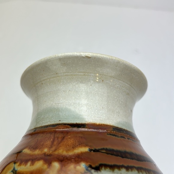 Vtg Apple Lane Studio Art Pottery Vase Abstract Floral Artist Bill Nagengast - Picture 11 of 12